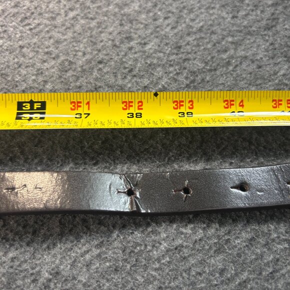 Coldwater Creek Slim Brown Genuine Leather Belt Blue Clip Buckle Women's Size L - Picture 3 of 11